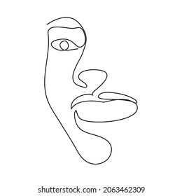 continuous line happy beautiful girl raises a laugh with fresh, clean skin Famele facials and treatments Expressive facial expressions Cosmetology spa
