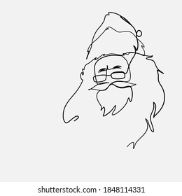 Cita continua, Feliz Papá Noel. Dibujo de la Navidad. (Dibujo de la ilustración del vector con un plano de línea)