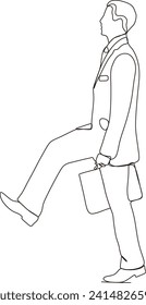 continuous line Happy smiling businessman in suit