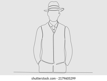 
continuous line of hat man vector illustration