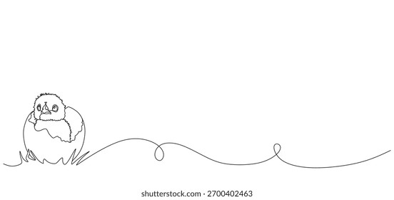 continuous line of hatching ducklings	