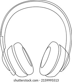 Continuous line headphone speaker device. Vector illustration.