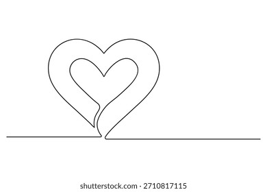 Continuous line heart design created with soft minimalist curves for modern elegant romantic abstract illustration work