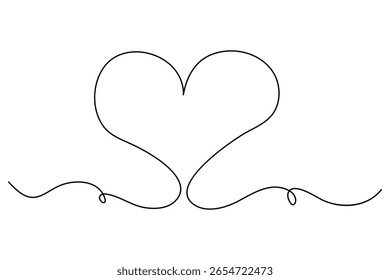 Desenho de coração de linha contínua desenhado à mão simples
