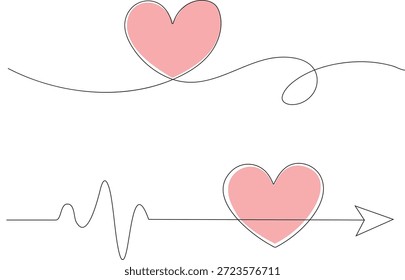 Continuous Line Heart Illustration - Abstraktes Liebeskonzept, Folge 10, zwei Variationsarten