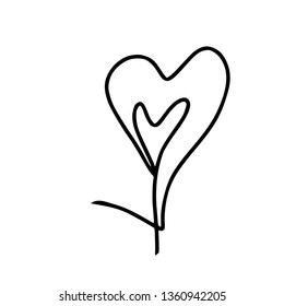 Continuous line heart. One line drawing. Heart isolated on white. Minimalistic style. Continuous vector line