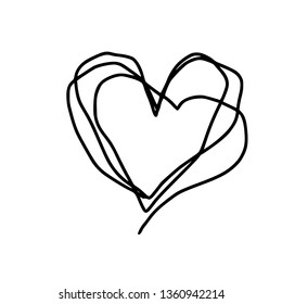 Continuous line heart. One line drawing. Heart isolated on white. Minimalistic style. Continuous vector line