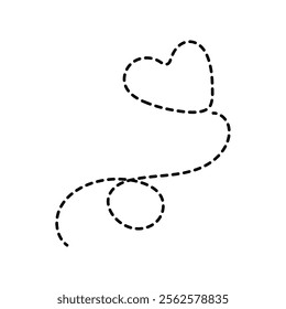 Continuous line heart shape on white background for valentines. Greeting invitation graphic design