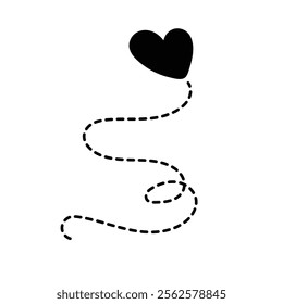 Continuous line heart shape on white background for valentines.