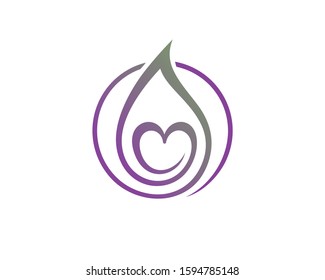 continuous line of heart shape, water drop into circle