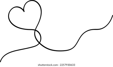 Corazón de línea continua. ilustración de símbolo de amor simple