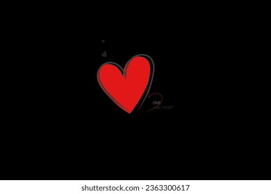 Continuous line with heart.Hand drawn vector illustration.Fine swirls and romantic symbols.Vector