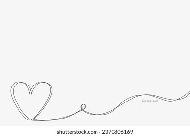 Continuous line with heart.Hand drawn vector illustration.Fine swirls and romantic symbols.Vector	