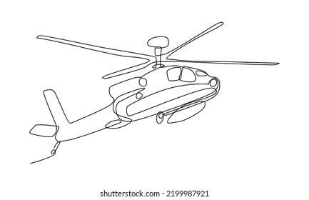 Continuous line of helicopter vector illustration