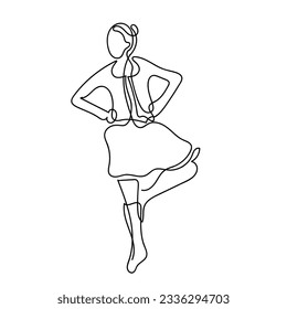 continuous line Highland dance.a competitive dance style developed in the Scottish Highlands.single line vector