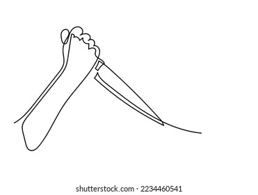 continuous line holding the knife  one line drawing hand holding knife preparing to attack