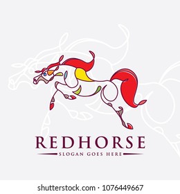 Continuous Line Horse Logo Vector