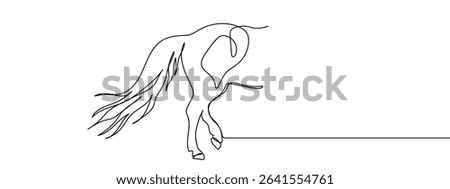 Continuous line, horse's tail Hand drawn vector art lines on transparent background.