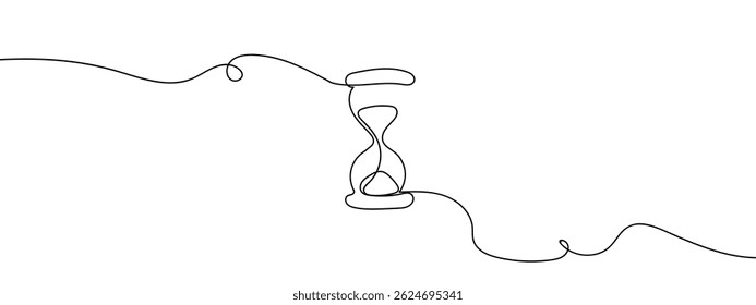 Continuous line, hourglass, corporate management, business concept hand drawn line drawing illustration, vector, transparent background.