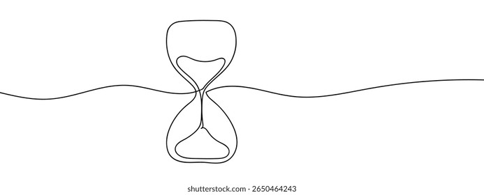 Continuous line, hourglass, success, business concept illustration Minimal hand drawn line vector cut out background.