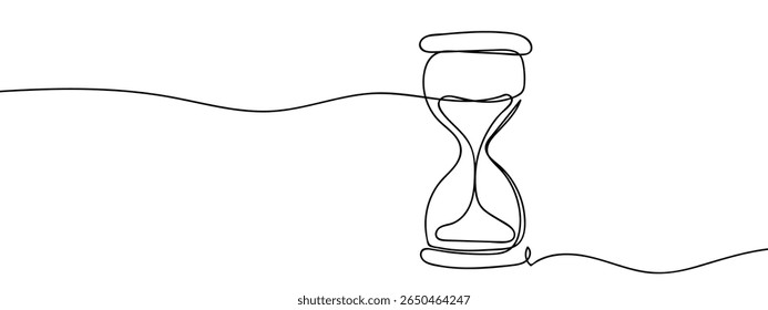 Continuous line, hourglass, success, business concept illustration Minimal hand drawn line vector cut out background.