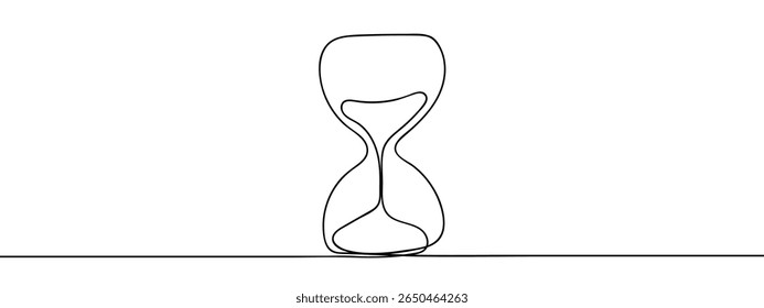 Continuous line, hourglass, success, business concept illustration Minimal hand drawn line vector cut out background.