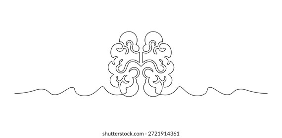 Continuous line human brain with thought waves illustration vector design