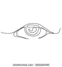 Continuous line of human eye.Minimalist hand drawing banner. Part of body symbol stock vector illustration isolated on white background. outline logo