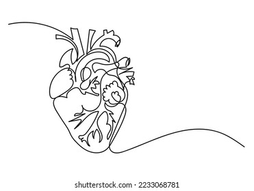 continuous line human heart