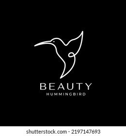 continuous line hummingbird fly logo design