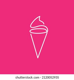 continuous line ice cream cone logo design, vector graphic symbol icon illustration