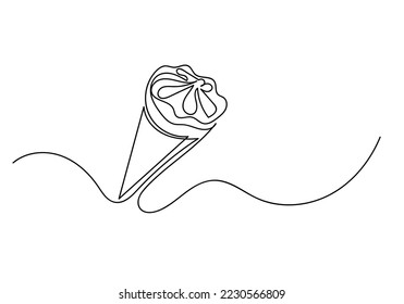 continuous line of ice cream.one line drawing of ice cream .line art of ice cream vector isolated white background