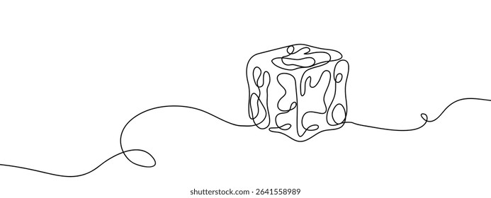 Continuous line ice cube Hand drawn vector art lines on transparent background.
