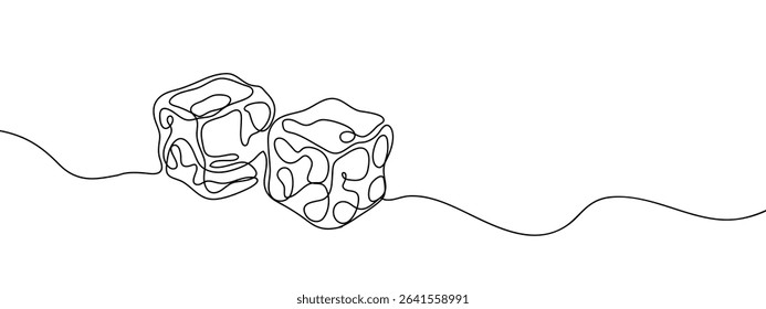 Continuous line ice cube Hand drawn vector art lines on transparent background.