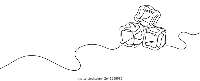 Continuous line ice cube Hand drawn vector art lines on transparent background.