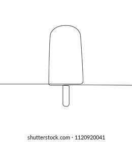 Continuous line Ice lolly or ice cream. One line drawing vector illustration.