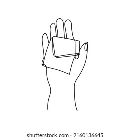 Kontinuierliche Zeile Symbol Wohltätige Spende Helfen Hände Giving Alms. Zahlung in bar, Kauf oder Kauf von Waren. Vektorgrafik einzeln auf weißem Hintergrund