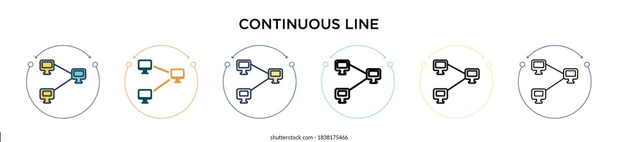 Continuous line icon in filled, thin line, outline and stroke style. Vector illustration of two colored and black continuous line vector icons designs can be used for mobile, ui, web