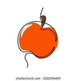 Ilustración de línea continua con manzana abstracta. Imagen minimalista de una manzana. estilo de ilustración de moda