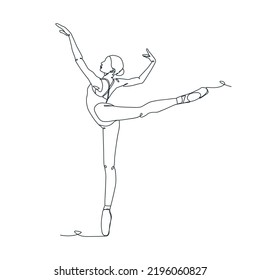 continuous line illustration of ballet dancer