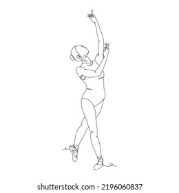 continuous line illustration of ballet dancer