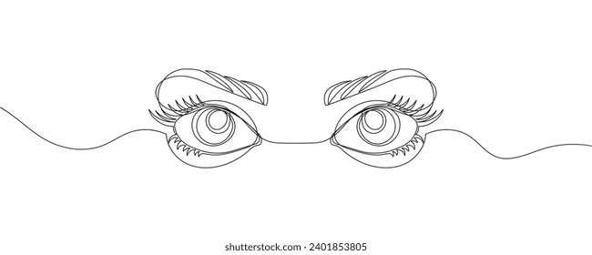 Continuous line illustration of beautiful eyes. female eyes in one line