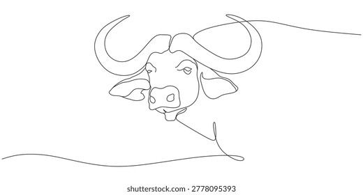 continuous line illustration of a buffalo