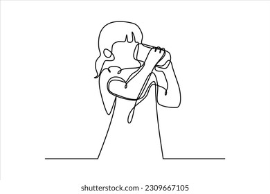  ilustración de línea continua de un niño que bebe leche