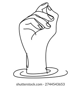 A continuous line illustration of a closed fist, symbolizing power, unity, resistance, and determination in human endeavors.