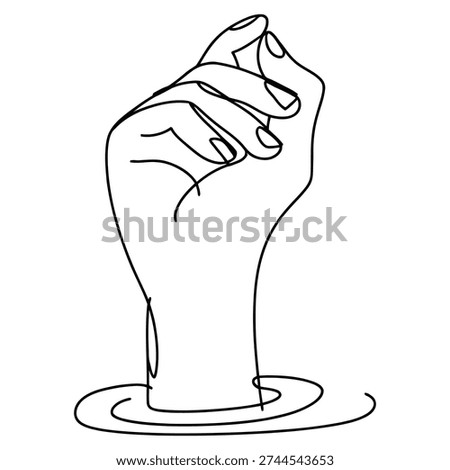 A continuous line illustration of a closed fist, symbolizing power, unity, resistance, and determination in human endeavors.