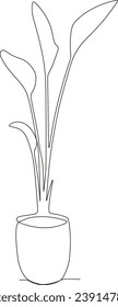 continuous line illustration of a decorative tree in a house