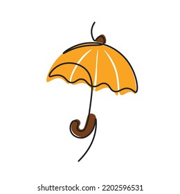 Continuous line illustration depicting an umbrella. The concept of autumn, rain, rainy weather. Fashion minimalistic illustration