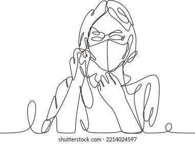 continuous line illustration design girl in style or posing