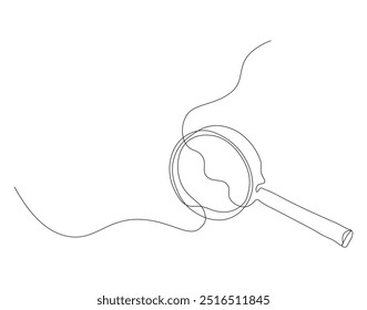 Continuous line illustration of magnifying glass. Continuous line drawing of magnifying glass lens

